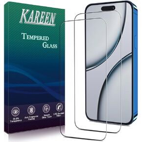 KAREEN 2 Pack Tempered Glass for iPhone 16 Pro Screen Protector, 9H Hardness, Easy to Install, Anti Scratch, Bubble Free