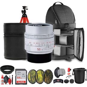Leica Summilux-M 50mm f/1.4 ASPH. Lens (11729) + Sling Backpack + 64GB Memory Card + Lens Filter Kit + Flexible Tripod + Cleaning Kit + Lens Pouch + Hand Strap + Lens Hood + Card Wallet + More