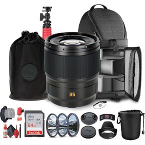Leica Summicron-SL 35mm f/2 ASPH. Lens (L-Mount) (11192) + Sling Backpack + 64GB Memory Card + Lens Filter Kit + Flexible Tripod + Cleaning Kit + Lens Pouch + Lens Hood + Hand Strap + More