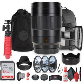 Leica Super-APO-Summicron-SL 21mm f/2 ASPH. Lens (L-Mount) (11181) + Sling Backpack + 64GB Memory Card + Lens Filter Kit + Flexible Tripod + Cleaning Kit + Lens Pouch + Lens Hood + Hand Strap + More