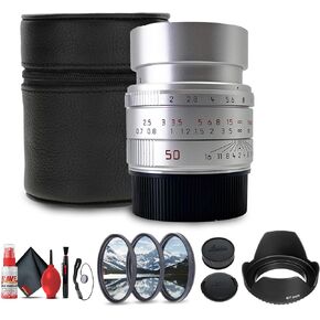 Leica APO-Summicron-M 50mm f/2 ASPH. Lens (Silver Anodized) (11142) + Lens Filter Kit + Cleaning Kit + Lens Hood + Lens Cap
