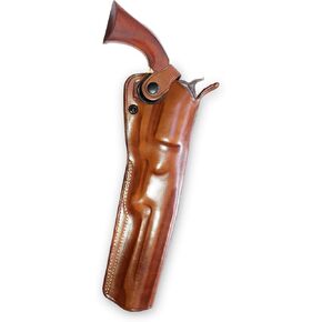 Premium Leather Three Slots Belt Holster with Retention Strap Fits Uberti 1847, 44 Cal Colt Walker Round Barrel 9'' BBL Black Powder Revolver, Right Hand Draw, Brown Color #1577#