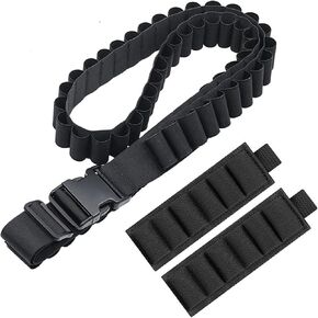 Tactical Shotgun Shell Holder 2-Pack 6-Round or 12/20 Gauge 50-Round Ammo Belt, Adjustable Options Available, Includes 8-Round Stock Shell Holder for Hunting