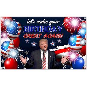 72x43inch Let's Make Your Birthday Great Again Backdrop American Flag Balloons Photography Background Adults Party Decorations Photo Props Banner