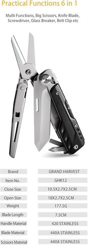 GHK12 Multitool مع مقص قابل للفصل - ضروري كل يوم تحمل معدات للرجال in Saudi Arabia