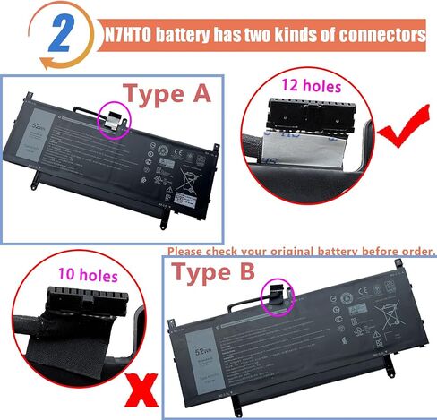 ASODI N7HT0 52Wh Laptop Battery Compatible with Dell Latitude 15 9510 9520 Latitude 9520 2-in-1 Series N7HTO TVKGH V5K68 08NFC7 089GNG HYMNG 0HYMNG N2NLL 0PKW00 7.6V 6500mAh in Saudi Arabia