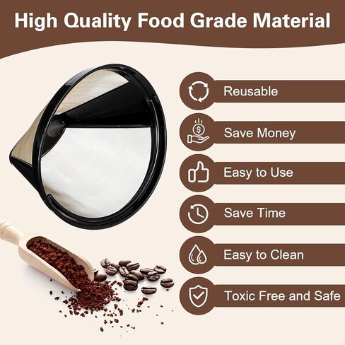 مرشحات القهوة القابلة لإعادة الاستخدام ، 8-12 كوب من الفلتر القهوة الذهبي المخروطي ، مخروطي ، مرشحات صانع القهوة سلة دائمة متوافقة مع فلتر القهوة المزدوج نينجا in Kuwait