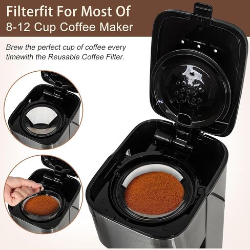 مرشحات القهوة القابلة لإعادة الاستخدام ، 8-12 كوب من الفلتر القهوة الذهبي المخروطي ، مخروطي ، مرشحات صانع القهوة سلة دائمة متوافقة مع فلتر القهوة المزدوج نينجا in Kuwait