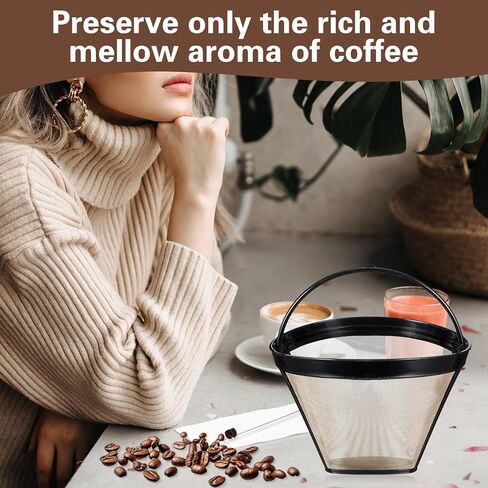 مرشحات القهوة القابلة لإعادة الاستخدام ، 8-12 كوب من الفلتر القهوة الذهبي المخروطي ، مخروطي ، مرشحات صانع القهوة سلة دائمة متوافقة مع فلتر القهوة المزدوج نينجا in Kuwait