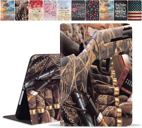 Case for Samsung Galaxy Tab S9 11 Inch 2023 (SM-X710/X716B/X718U), Slim PU Leather Stand Cover with Auto Wake/Sleep for Galaxy Tab S9 2023, Duck Hunting Camouflage Shotgun Bullets Decoy in Kuwait