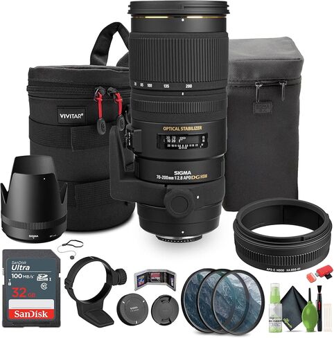Sigma apo 70-200mm f/2.8 ex dg os hsm lens for nikon f bundle مع علبة العدسة + بطاقة ذاكرة 32 جيجابايت + قارئ بطاقة USB ، sd/microsd + المزيد in Kuwait