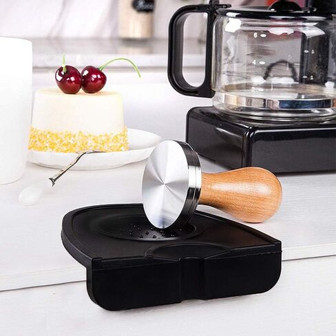 Espresso Coffee Tamper 51mm - professional barista wooden handle heavy duty press tool stamper with silicone espresso tamper mat - barista tools machine in Saudi Arabia