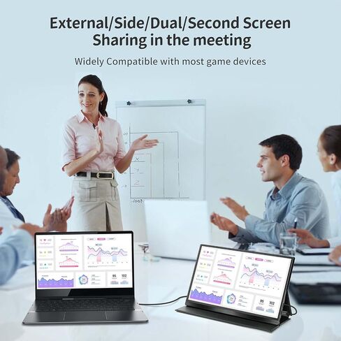 شاشة محمولة 15 بوصة FHD1080P IPS LCD Gaming Monitor Mode HDR MODE مدمج مكبرات صوت مزدوجة USB-C/HDMI ، شاشة خارجية فائقة الشاشة للكمبيوتر المحمول/الكمبيوتر/ماك/هواتف ذكية in Saudi Arabia