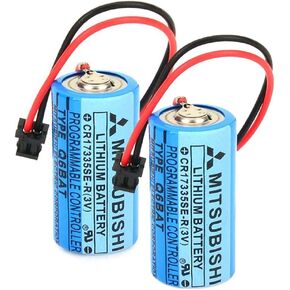 (Pack of 2) CR17335SE-R/3V Q6BAT PLC 3V 1800mAh Li-ion Battery for Mitsubishi Q25PRHCPU Q170HBATC QNS FANUC System