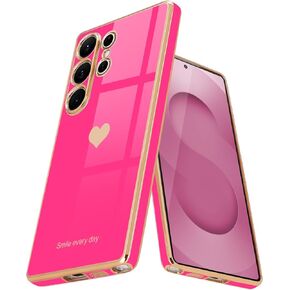 Teageo for Samsung Galaxy S25 Ultra Case for Women Girl Cute Love-Heart Luxury Bling Soft Cover Full Camera Protection Silicone Shockproof Phone Case for Galaxy S25 Ultra, Light Green