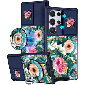 Buleens for Samsung Galaxy S22 Ultra Case 6.8 Inch - with Ring Stand & Camera Cover Aesthetic Cute Designed for Women Girls Girly Sun Moon Stars for Samsung S22 Ultra Case Compatible with Magsafe