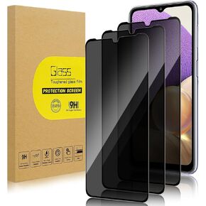 3 Pack Privacy Screen Protector for Samsung Galaxy A32 5G [Anti-Spy Tempered Glass], Ultra HD, Anti-Scratch, Bubble-Free, Easy Install 9H Protective Glass for Galaxy A32