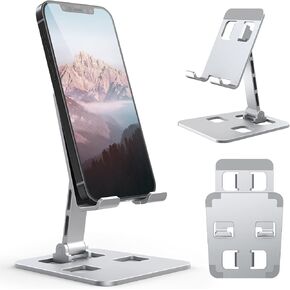 Cell Phone Stand Holder Cellphone for Desk Mobile Tablet Adjustable Aluminum for More Devices