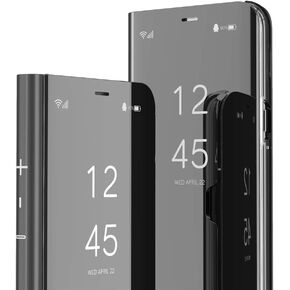 Galaxy A53 5G Case Slim Stylish Luxury Make Up Mirror Case Multi-Function Flip with Stand Case Cover for Samsung Galaxy A53 5G Mirror PU Black QH