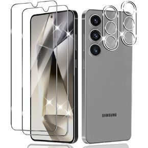 【2+2 2 Pack for Samsung Galaxy S24 Screen Protector and 2 Pack Camera Lens Protector,[Eye protection] Tempered Glass