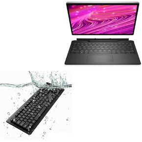BoxWave Keyboard Compatible with Dell Latitude 7320 Detachable - AquaProof USB Keyboard, Washable Waterproof Water Resistant USB Keyboard - Jet Black