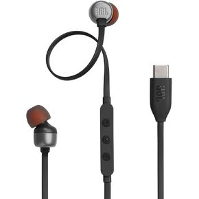 JBL TUNE 310C - Wired Hi-Res in-Ear Headphones, Tangle-free flat cable, 3-button remote with microphone (Black) (Renewed)