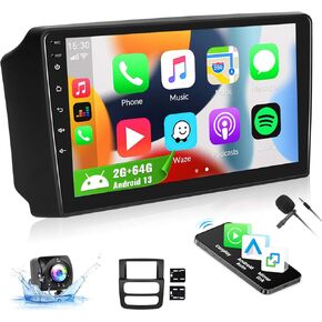 SIXWIN Android Car Stereo for Dodge RAM 1500/2500/3500 2002-2005 with Wireless CarPlay Android Auto Mirror Link 2G+64G 9 Inch Touchscreen Bluetooth GPS Navigation WiFi FM Backup Camera MIC