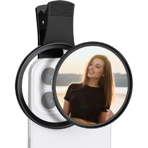 K&F Concept 67mm Clip-on Black Diffusion 1/8 Phone Camera Lens Filter Kit, Mist Cinematic Effect Filter Compatible with iPhone 16 15 14 13 12 11, for Video/Vlog/Portrait Photography