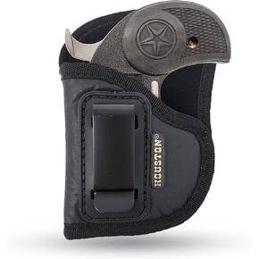 IWB Gun Holster by Houston - ECO Leather Concealment Inside The Waistband with Metal Clip Compatible with Bond Arms - Roughneck - Backup - Texas Defender .410 / .357/38 / .9 / .45, 2.5 Barrel (Left)