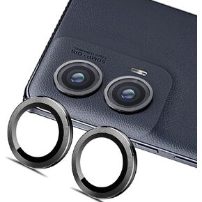 (2 Set for Motorola Edge (2024) Camera Lens Protector, Scratch-Resistant HD Clarity Ultra-Thin 9H Tempered Glass with Aluminum Edging, Individual Metal Lens Cover (Black)