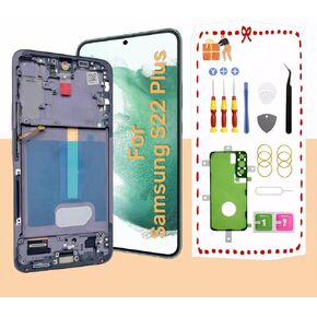 OLED Galaxy S22 Plus LCD Screen Replacement for Samsung Galaxy S22 Plus 5G Touch Digitizer Display Screen Assembly with Frame S22+ S906U S906B Black Support Fingerprint