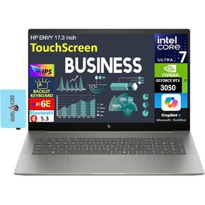 HP ENVY Business Laptop 17.3" Touchscreen IPS FHD Display (Intel Core Ultra 7 155U, 64GB DDR5, 2TB PCIe SSD, GeForce RTX 3050, Backlit KB, 2 Thunderbolt 4, WiFi 6E, Win 11 Pro) w/DKZ USB Port Expander