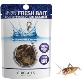 Naturally Preserved Fishing Bait – 2-Year Shelf-Stable, Ideal for Freshwater & Saltwater Fishing, Crickets 0.21oz