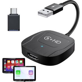 Wireless CarPlay Adapter for iPhone with HDMI Input Port, 2-in-1 CarPlay Wireless Adapter Car TV Mate Converter Compatible with Switch, TV Sticks, Suit for Cars with Factory Wired CarPlay from 2016