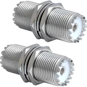 UHF SO239 Female Connectors PL259 Female to Female Adapter with Nut Retainer Coaxial Connector 2PCS