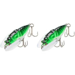 Green 5cm/1.96in 4.5g Artificial Ladybug Fishing Bait, Cicada Beetle Insect Wobblers Fishing Lures, Topwater for Bass Carp Fishing Tackle Topwater Lures Lures, Baits and Attractants