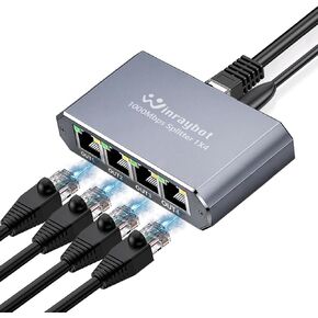 ethernet Cable Splitter,ethernet Splitter with 4 Port,ethernet Splitter 1 to 4,Network Splitter,rj45 Splitter,1000Mbps High Speed for Cat 5/5e/6/7/8 Cable,Can be Fixed to The Wall or Anywhere