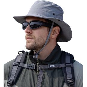 Mens Unisex Quick Dry Sun Hat, Waterproof Wide Brim Bucket Hat Packable Boonie Hat for Fishing Hiking Beach
