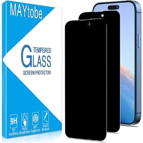 MAYtobe [2-Pack Privacy Screen Protector Designed for iPhone 15 Pro Max, iPhone 15 Plus Tempered Glass, No Bubbles, Anti Scratch, Easy to Install