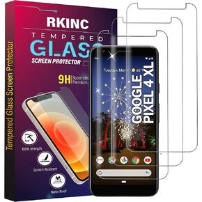 RKINC Screen Protector [3-Pack] for Google Pixel 4 XL, Tempered Glass Film Screen Protector, 0.33mm [LifetimeWarranty][Bubble-Free][Anti-Scratch][Anti-Shatter]
