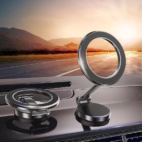 Rurswrity Magnet Car Phone Mount, Foldable Base/Strong Magnet Phone Holder for Car, Accessories for Car Center Console Mount, Car Phone Holder Can be Adjusted 360° for All Mobile Phone, Grey