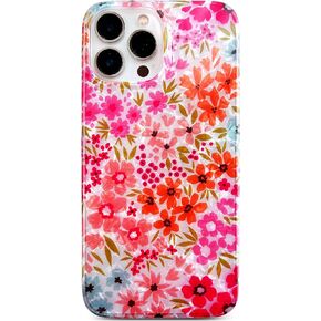 Qokey for iPhone 14 Pro Case 6.1",Cute Clear Floral Case for Girls Women Shell Pattern Soft Lightweight Slim Fit TPU Shockproof Phone Case for iPhone 14 Pro 6.1",Pink Fragmented Flowers