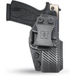 Concealed Carry Iwb Kydex Holster - by Houston - Lined Inside for Strong Retention and Maximum Protection - Reinforced Plastic Clip - Carbon Fiber - Lightweight Durable - for BERSA BP9cc (Right)