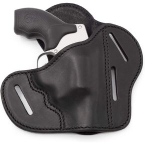The Ultimate Leather Gun Holster - 3 Slot Pancake Style Belt Holster -Handmade in The USA! - Fits J Frame/Revolver Style Handguns