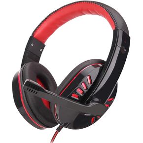SY755MV Luminous Gaming Headset with Microphone, Telescopic Adjustment, 120° Clear Sound Pick Up, Mute Buttons, LED Light, for PC Laptop (Red)