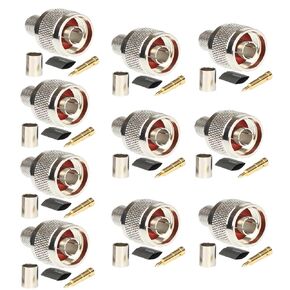 Pack of 10 N Male Crimp Connector for LMR400 Belden 9913 RG8 Cable 50 Ohm