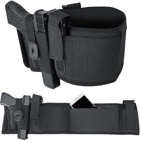 Belly Band Holster, Unisex Gun Holster Compatible with Smith Wesson, Shield, Taurus, Glock 17/19, P238, Ruger, Most Pistols and Revolvers, Athletic Performance for Running, Jogging, Hiking