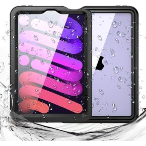 Miimall Case for iPad Mini 7 A17 Pro, iPad Mini 6th/7th Gen 2021/2024 8.3-Inch, Lanyard&Stand, Shockproof/Dustproof/Waterproof Shell Full Body Protective Cover for Kids iPad Mini 6/7(Black&Clear)