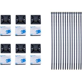 100pcs Cable Zip Tie with 100pcs 3/4" Strong Back-Glue Self Adhesive Mount, Wire Cable Clips Organizer Holders