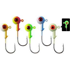 Crappie Jigs Heads, 1/2 1/4 1/8 3/8 1/16 oz Round Ball Shaped Jig Heads Fishing Hooks for Panfish Crappie Walleye Lures 10-20 PCS